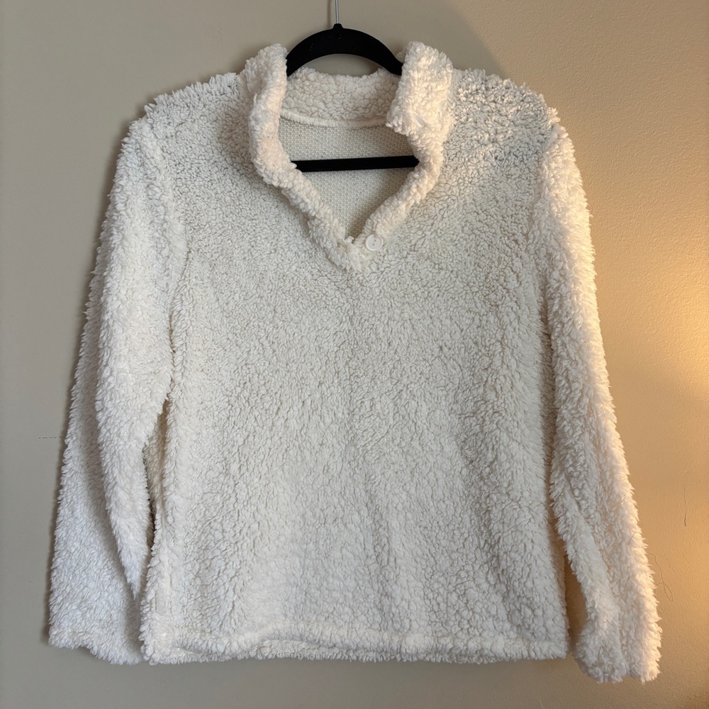 White Teddy Jacket with Fuzzy Texture